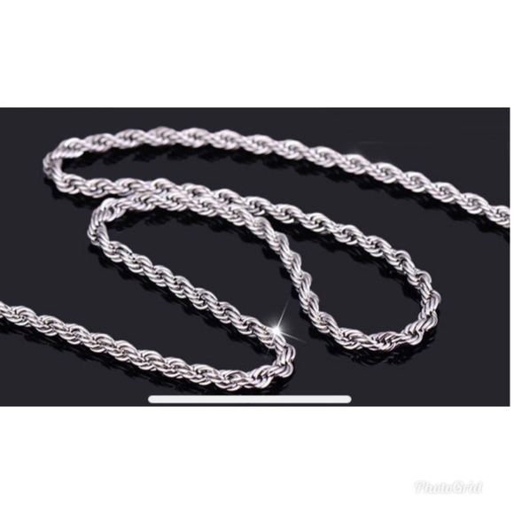 Unisex Party Wedding Gift Silver 3MM Rope Chain - Picture 3 of 11